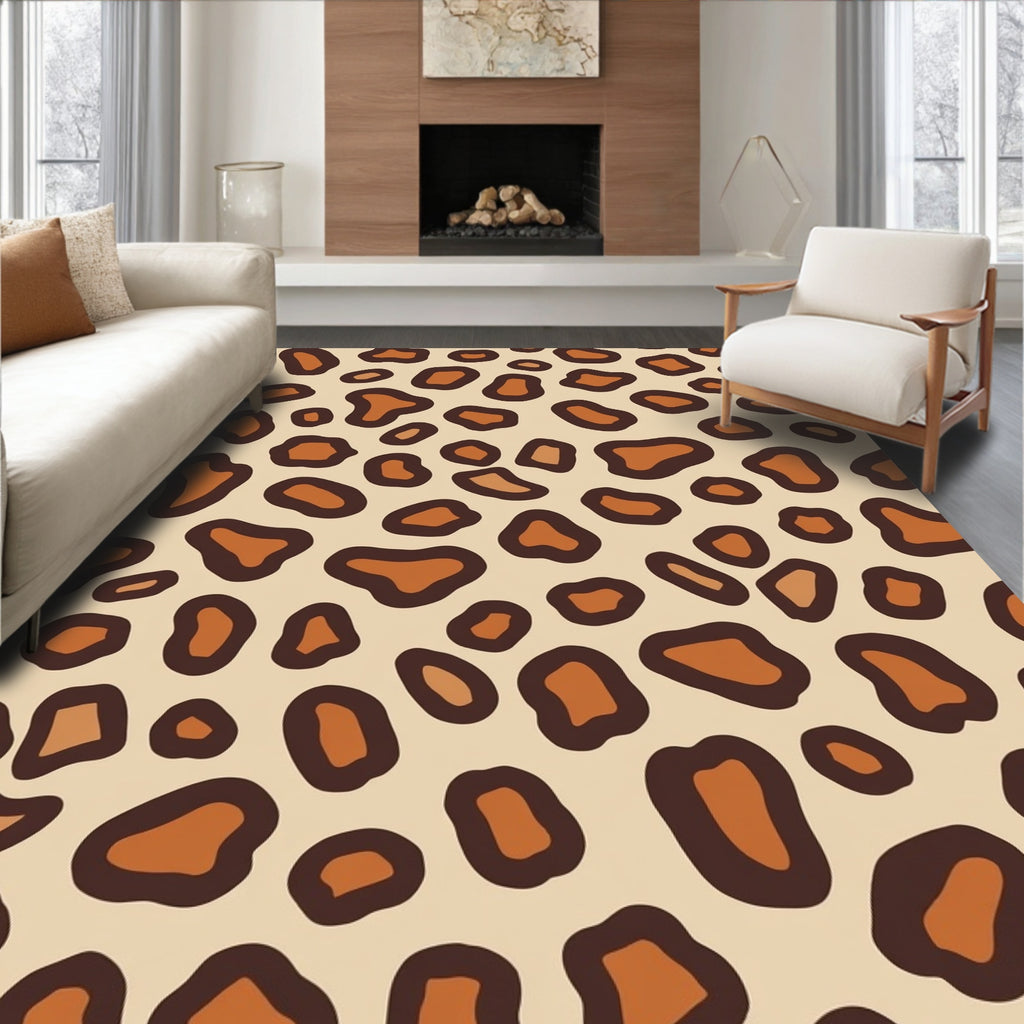 Brown Tan Animal Spot Pattern Rug