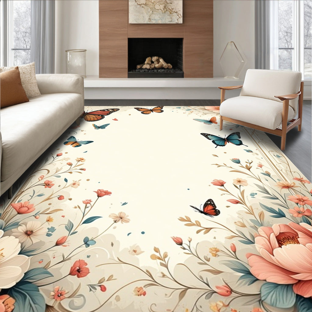 Blooming Butterflies and Floral Elegance Rug