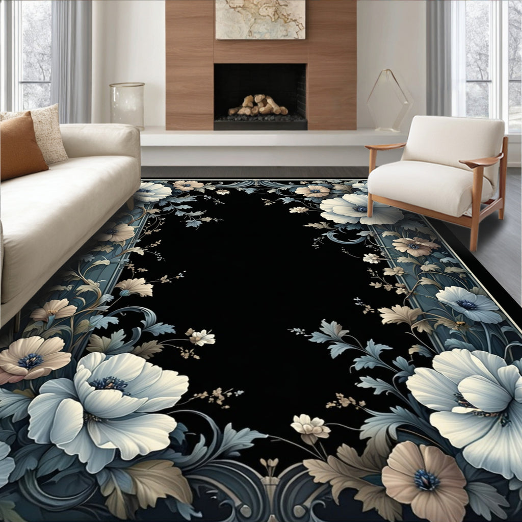 Ornate Floral Scrollwork Pattern Rug