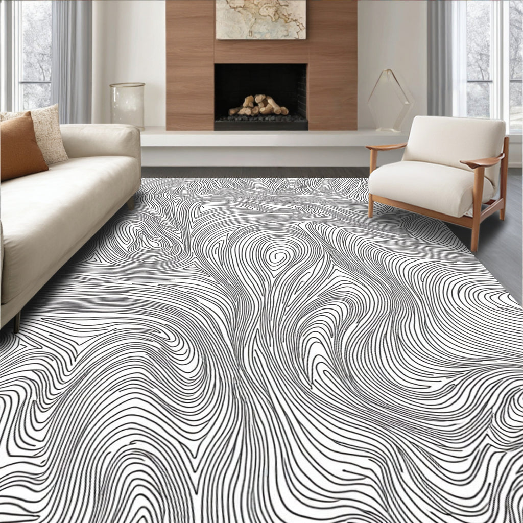 Monochromatic Swirl Pattern Design Rug
