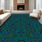 Dark Teal Floral Art Nouveau Rug