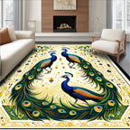 Elegant Peacock Floral Pattern Rug