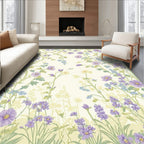 Floral Vines And Purple Bloom Design Rug