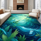 Lush Forest Water Flow Art Rug