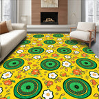 Green Circular Floral Pattern Rug