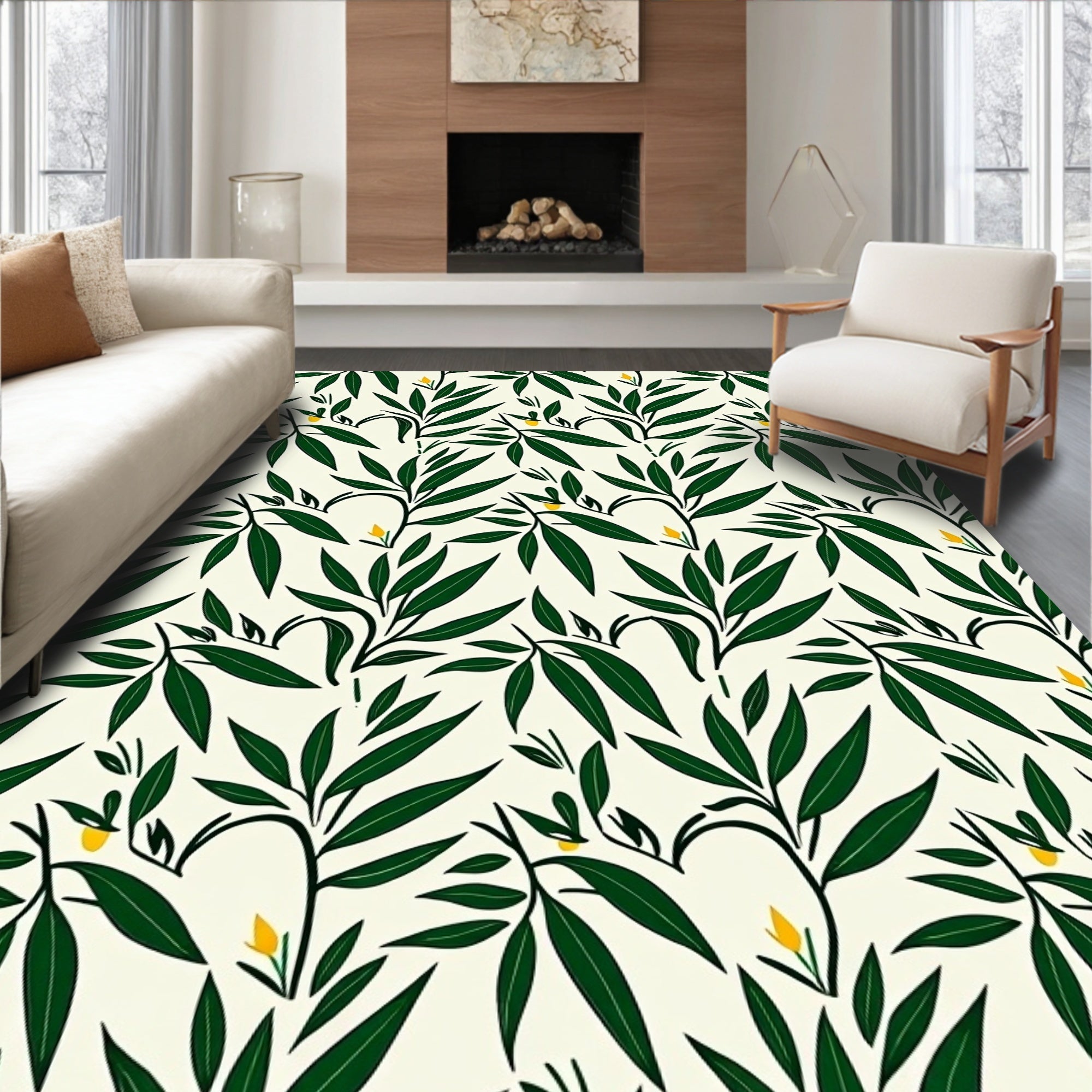 Evergreen Leaf Vine Pattern Rug