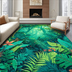 Lush Tropical Jungle Foliage Pattern Rug