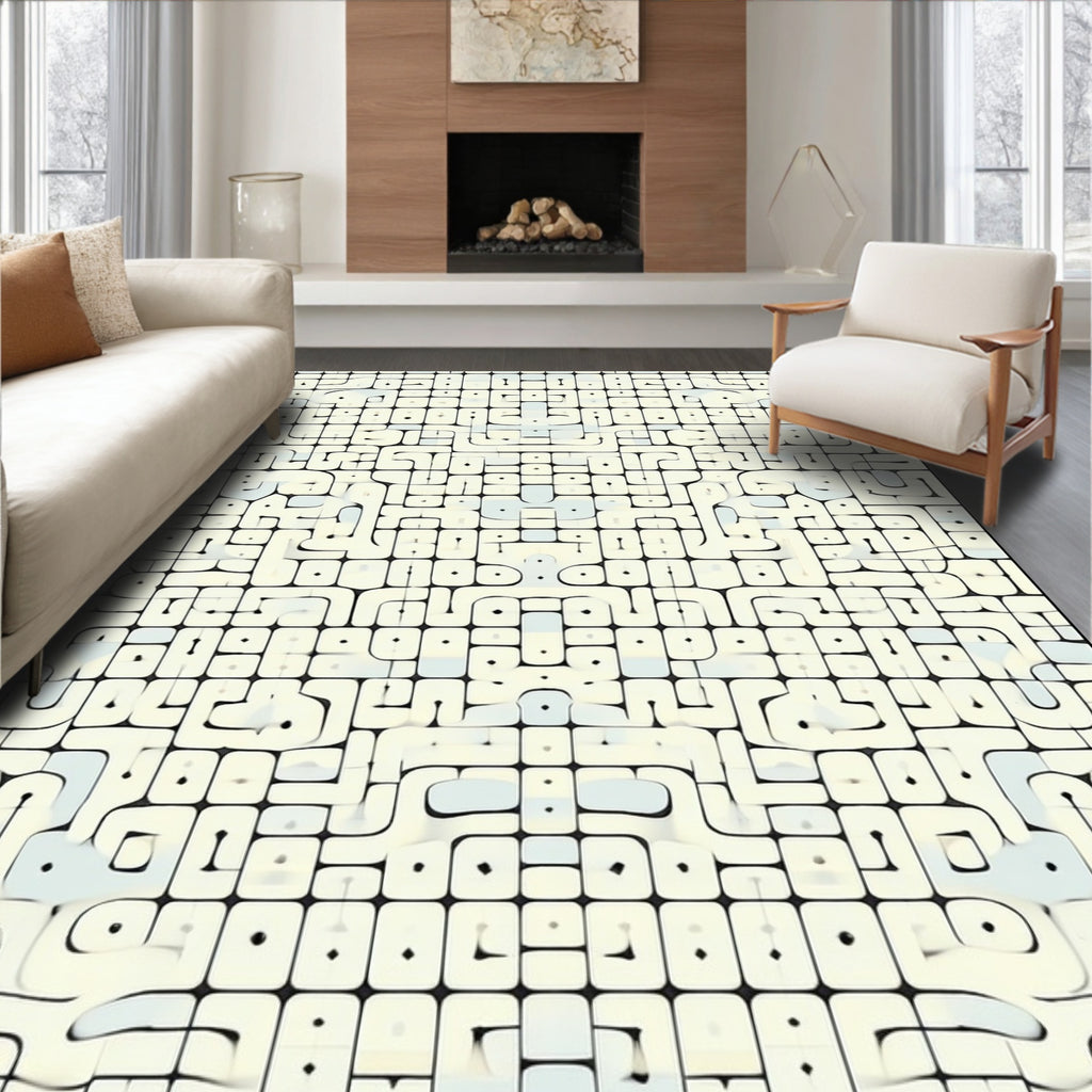 Abstract Geometric Maze Pattern Rug