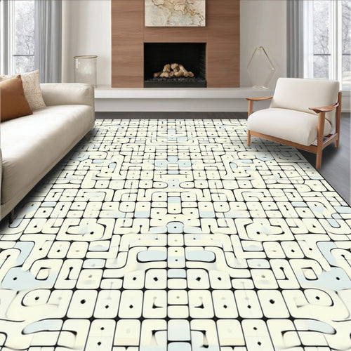 Abstract Geometric Maze Pattern Rug