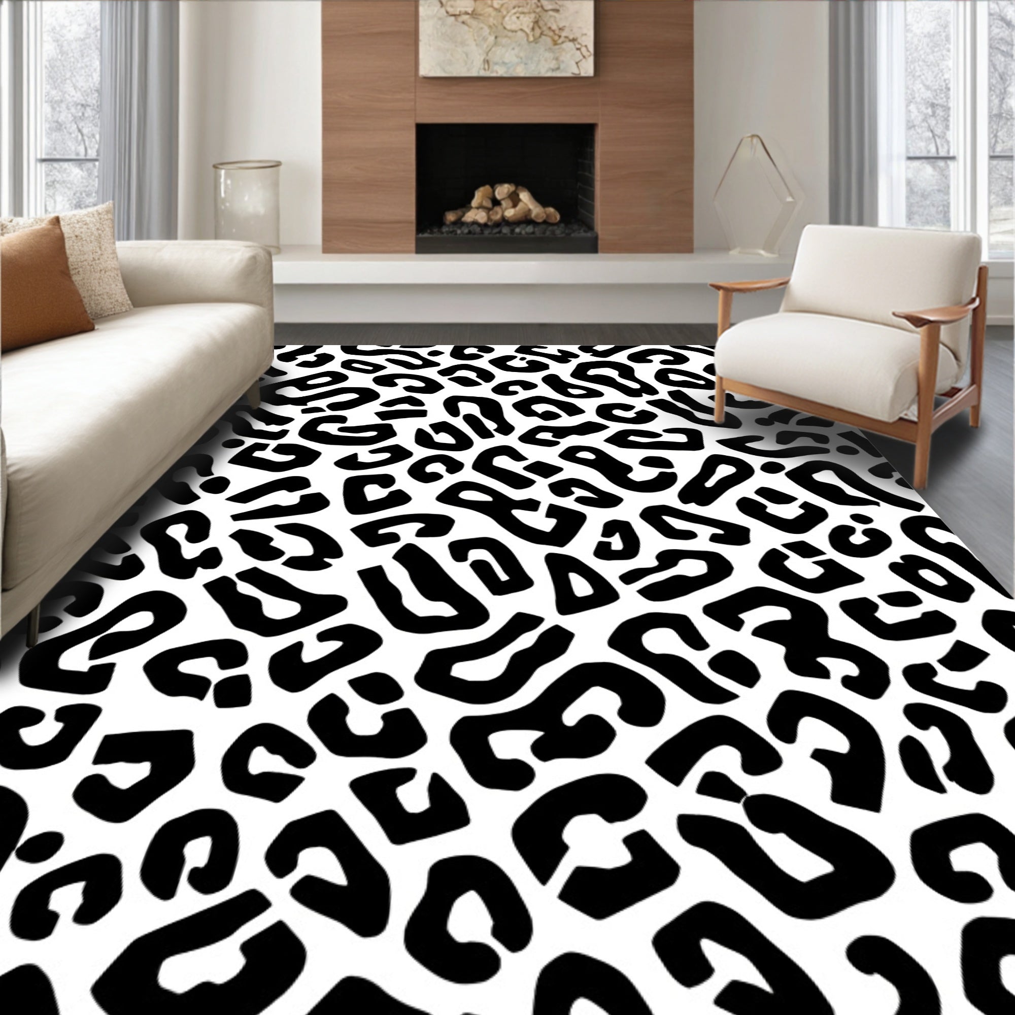Bold Blackspots Animal Print Design Rug