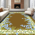 Blue Floral Vine Border Design Rug