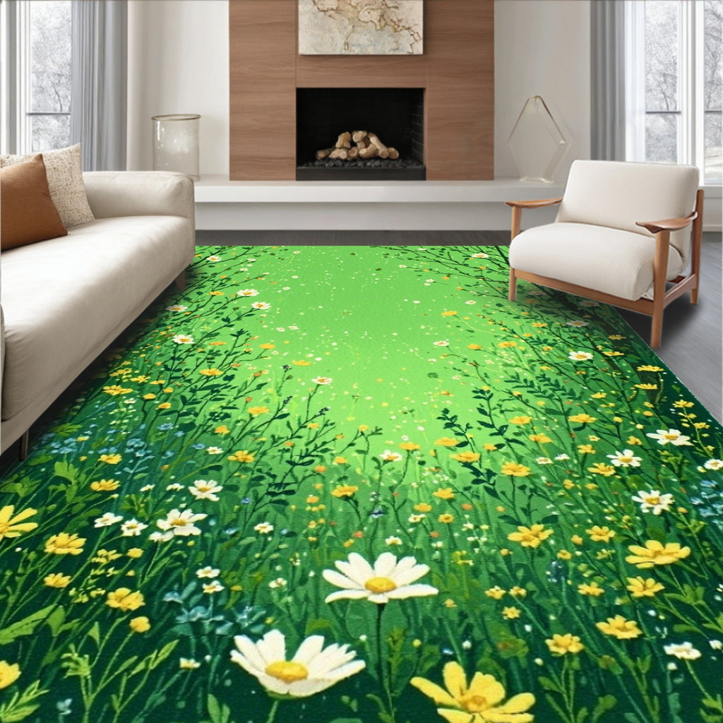 Whimsical Meadow Floral Pattern Rug