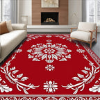 Crimson Medallion Botanical Border Rug