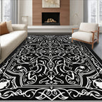 Monochromatic Floral Mandala Pattern Rug