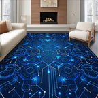 Geometric Circuit Board Abstract Pattern Rug