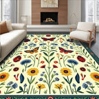 Whimsical Butterflies Garden Blooms Rug
