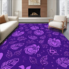 Purple Floral Leaf Pattern Design Rug