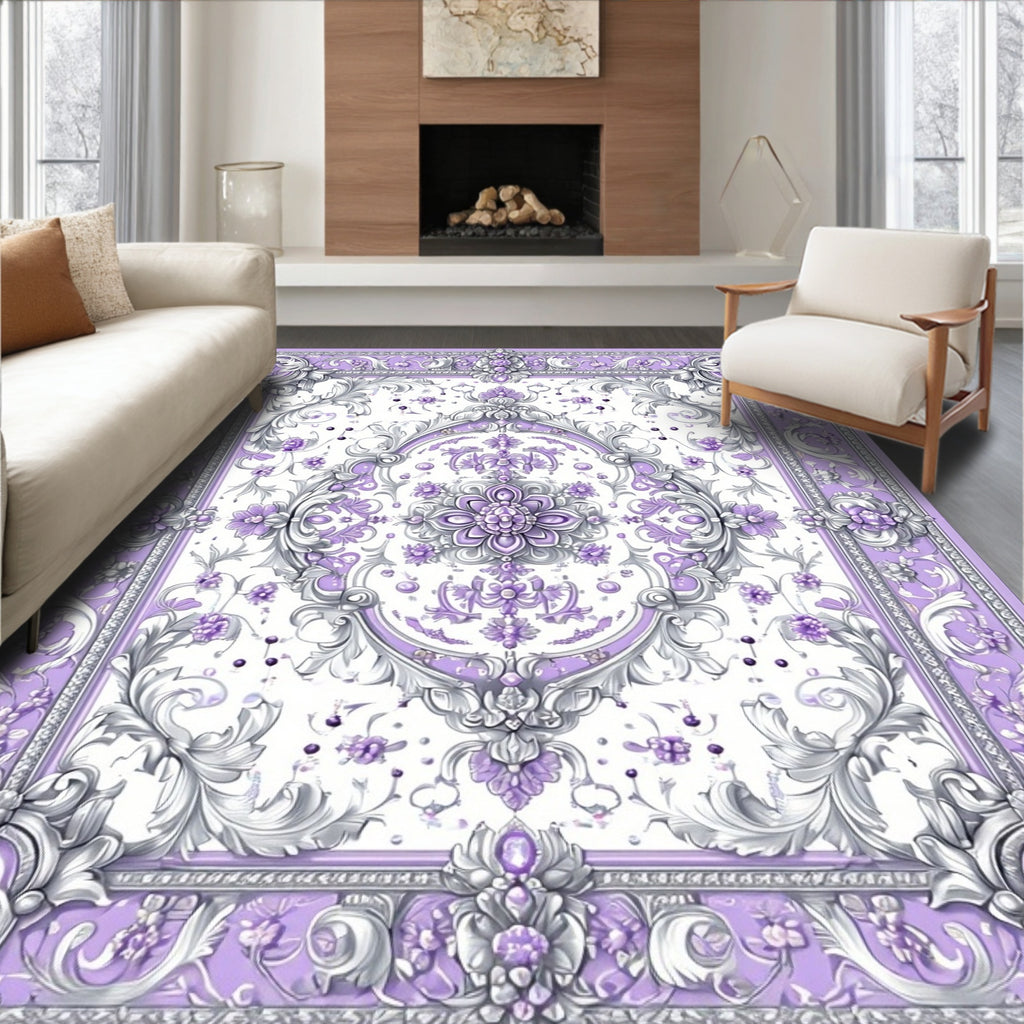 Lavish Floral Scrollwork Pattern Rug