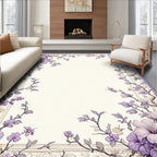 Floral Border With Lavender Accents Rug