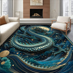 Mythic Dragon Amidst Celestial Waves Rug