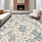 Botanical Fern Swirl Pattern Design Rug