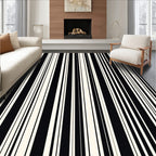 Vertical Stripe Black Cream Pattern Rug