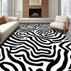 Bold Black White Abstract Lines Rug