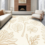 Botanical Line Art Floral Pattern Rug