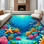 Vibrant Coral Reef Fish Scene Rug