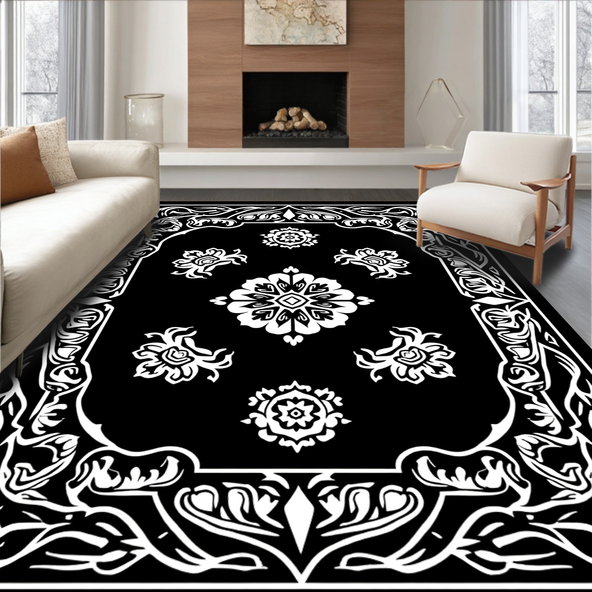 Bold Paisley Floral Pattern Rug