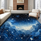 Cosmic Blue Starry Network Landscape Rug