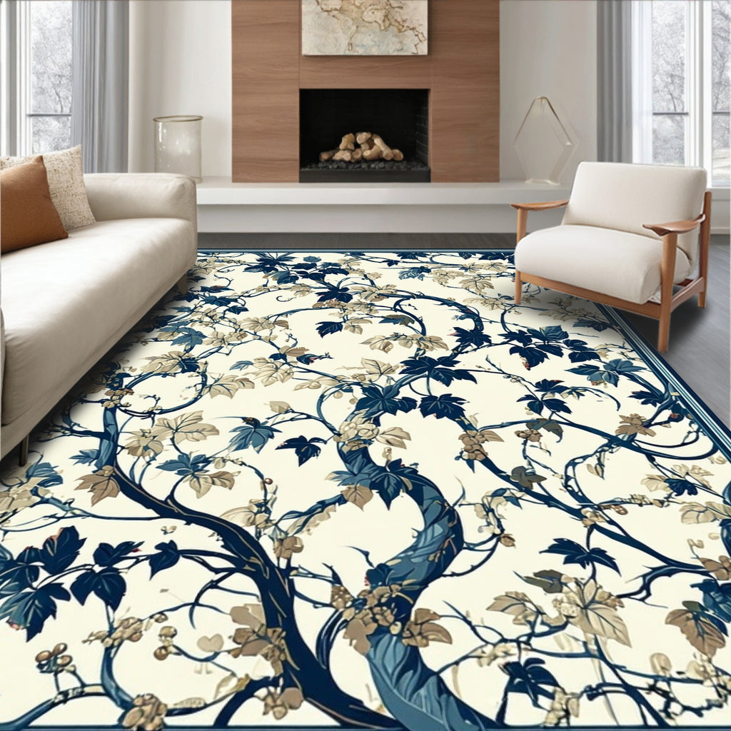 Vineyard Botanical Cream Navy Rug