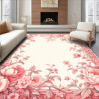 Pink Floral Garden Frame Rug