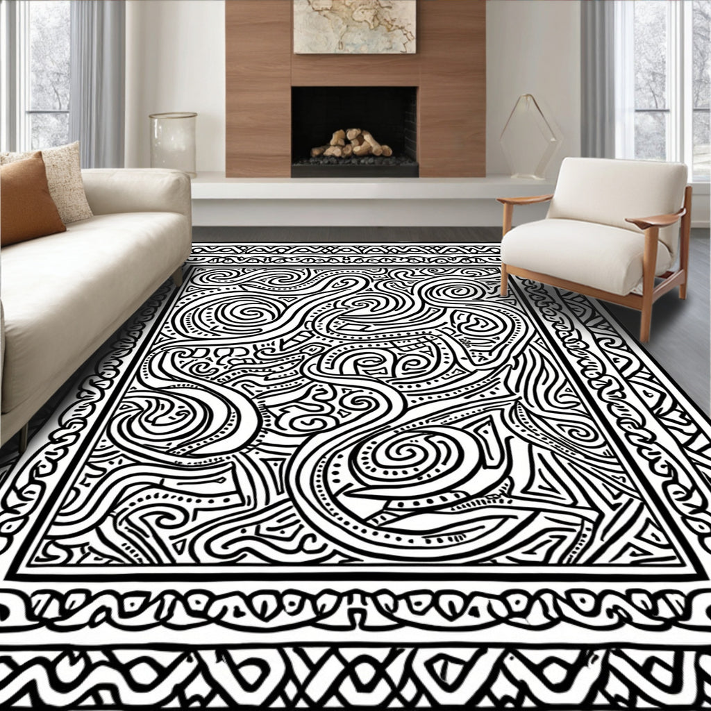Abstract Swirls Lines Rug