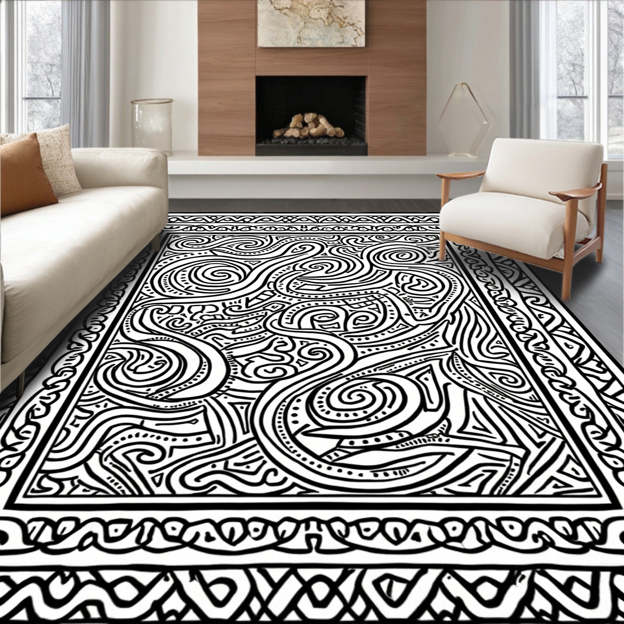 Abstract Swirls Lines Rug