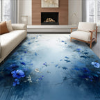 Ethereal Blue Floral Vine Patterns Rug