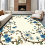 Blue Floral Butterfly Vine Design Rug