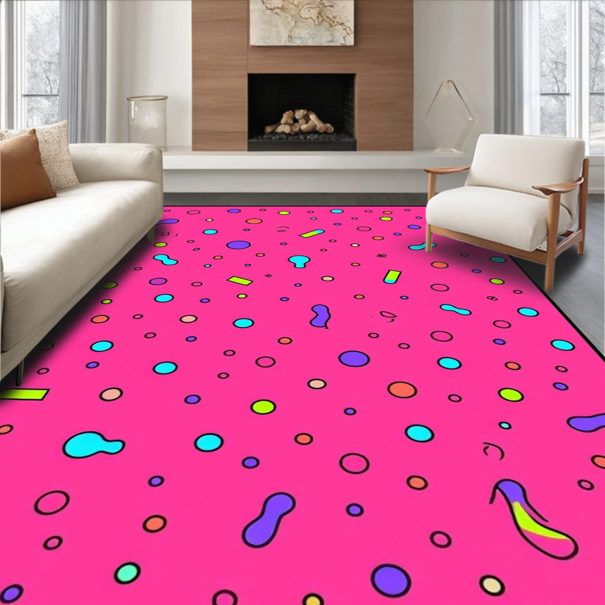 Whimsical Organic Shapes Design Rug