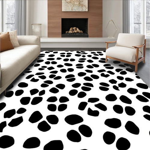 Abstract Black Dots Pattern Rug