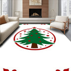 Round Festive Evergreen Holiday Tree Rug