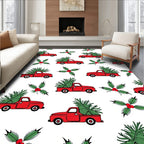 Holiday Red Truck Holly Accent Rug
