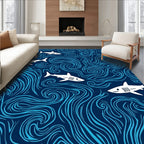 Whimsical Shark Swirl Pattern Rug