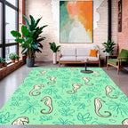 Charming Seahorse Floral Pattern Rug
