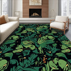 Vibrant Green Leafy Abstract Design Rug