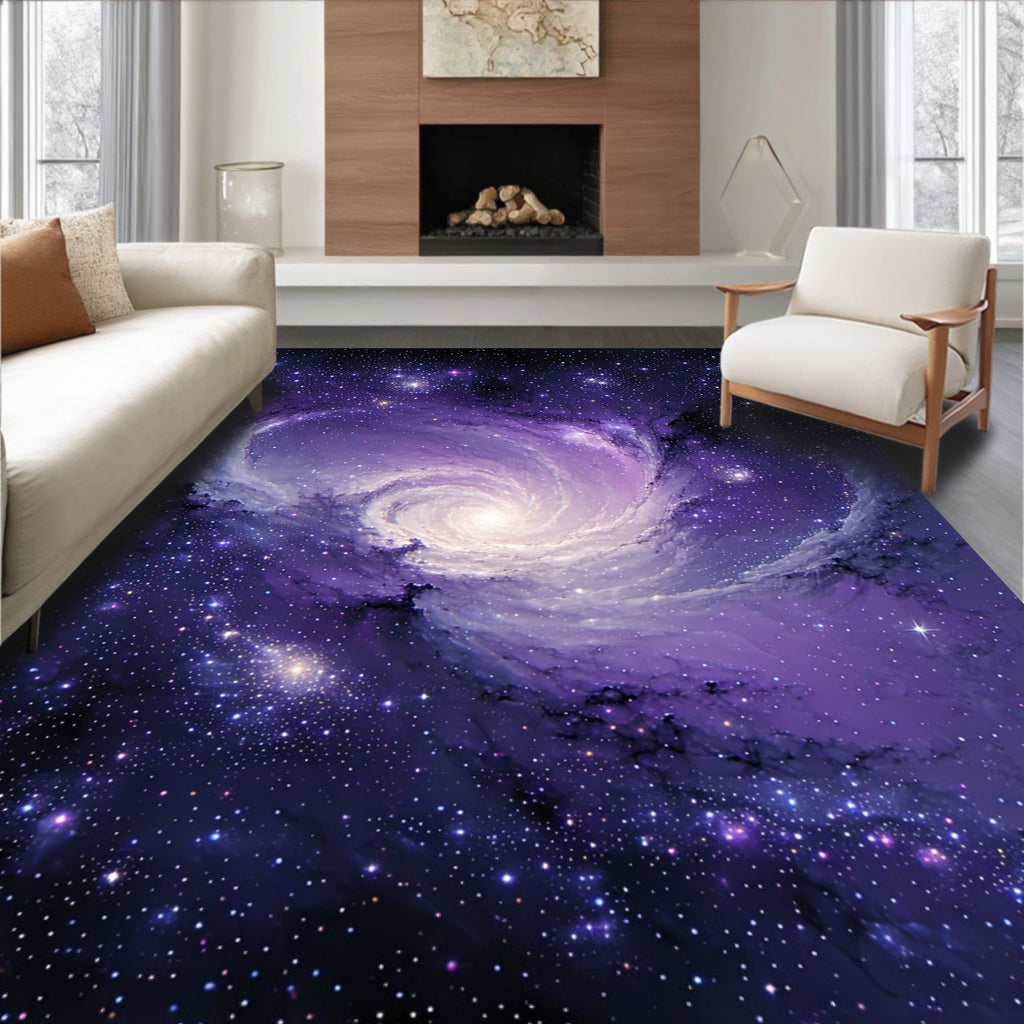 Galactic Swirl Starry Nebula Design Rug