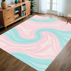 Soft Pink Teal Wavy Flow Decor Rug