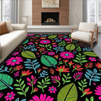 Vibrant Floral Leaf Pattern Rug