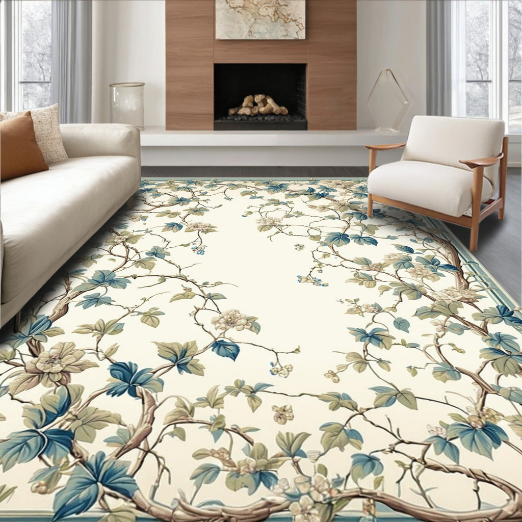 Elegant Floral Vine Patterned Rug