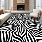 Bold Black White Animal Print Rug