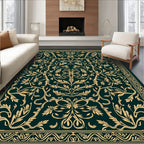Ornate Golden Floral Garden Pattern Rug